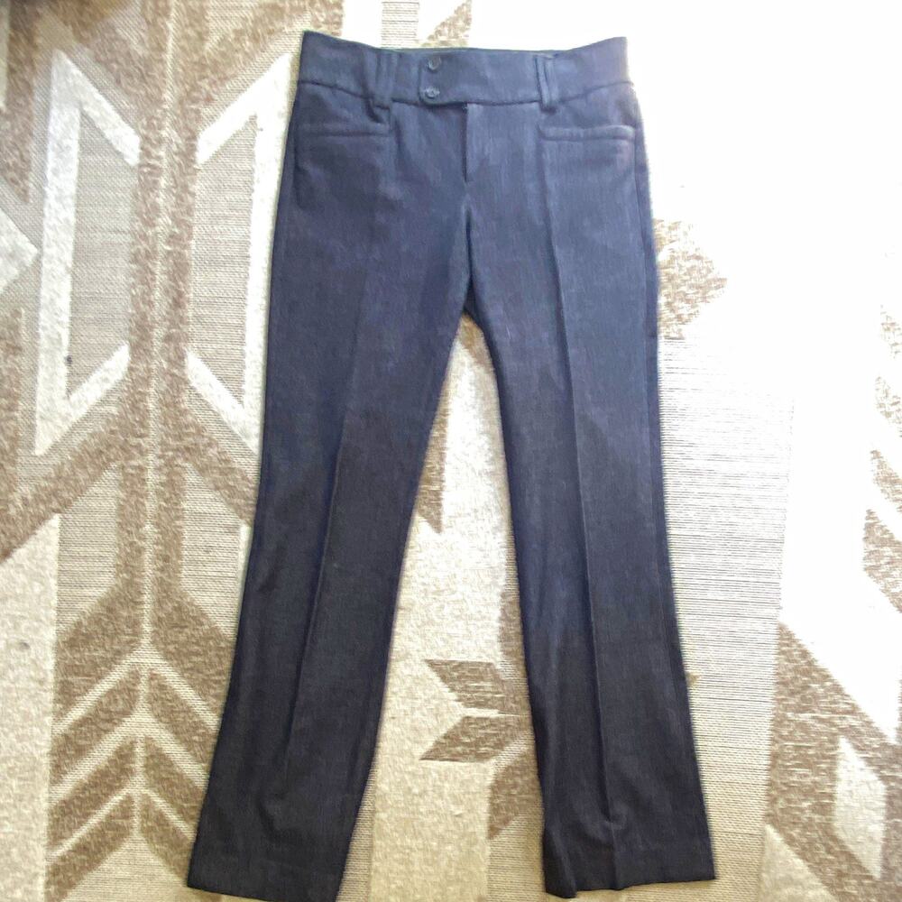 Banana Republic Women's Gray Solid Stretch Dress Pants Flat Front Button 2